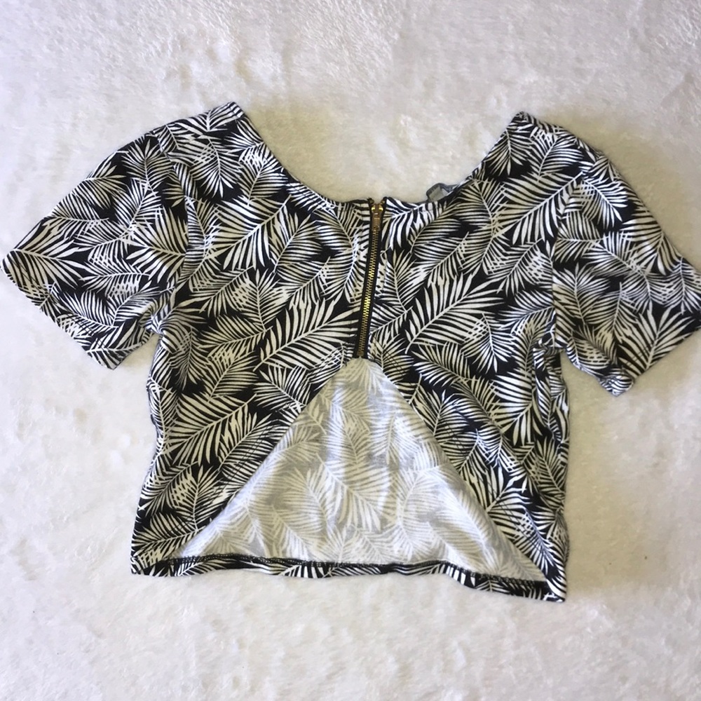SOLD ❗️❗️ Palm Leaf Print Crop Top - Picture 3 of 4